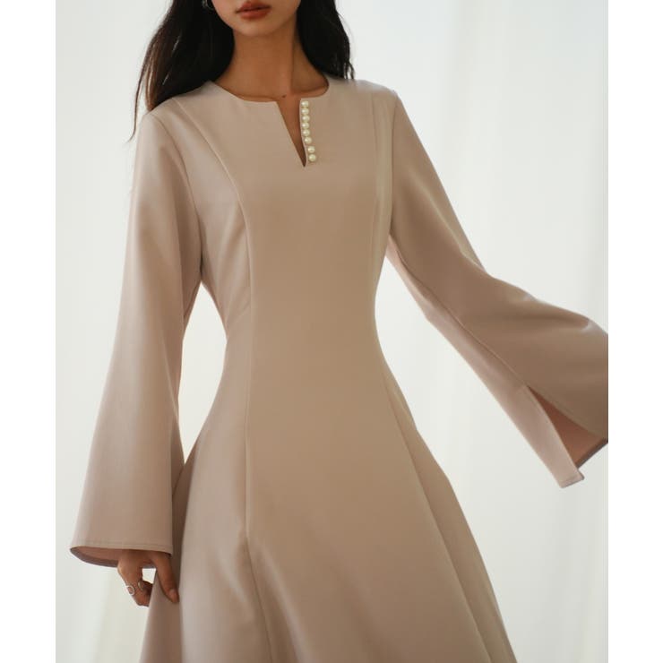 パール付きキーネックフレアワンピース | SAISON DE PAPILLON  | 詳細画像12 