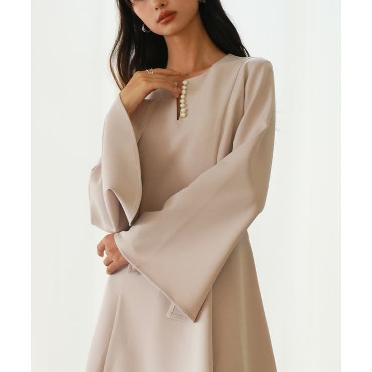 パール付きキーネックフレアワンピース | SAISON DE PAPILLON  | 詳細画像13 