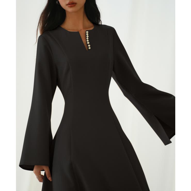 パール付きキーネックフレアワンピース | SAISON DE PAPILLON  | 詳細画像28 