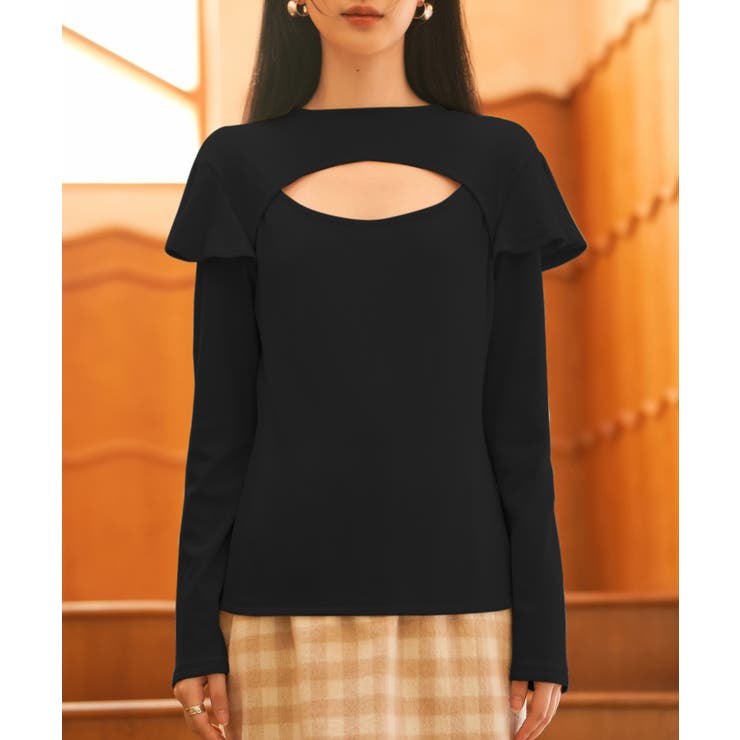 ブラック | フロントカットアウトカットソートップス | SAISON DE PAPILLON 