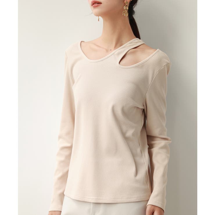 ベージュ | カットアウトリブカットソートップス | SAISON DE PAPILLON 