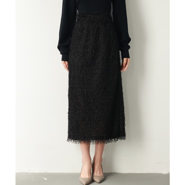 ブラック | ふわふわシャギーナロースカート | SAISON DE PAPILLON 