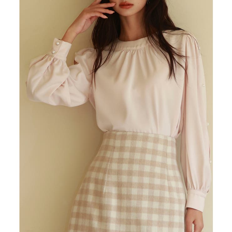 後首元リボンデザイン長袖ブラウス | SAISON DE PAPILLON  | 詳細画像10 