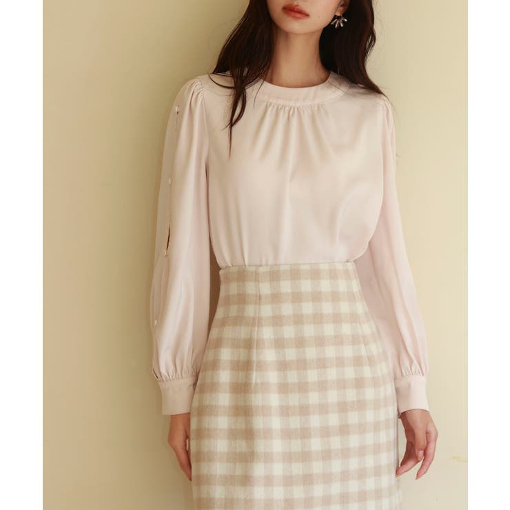 後首元リボンデザイン長袖ブラウス | SAISON DE PAPILLON  | 詳細画像7 