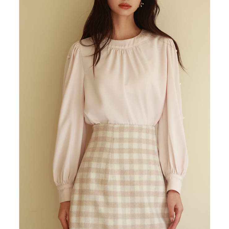 後首元リボンデザイン長袖ブラウス | SAISON DE PAPILLON  | 詳細画像9 