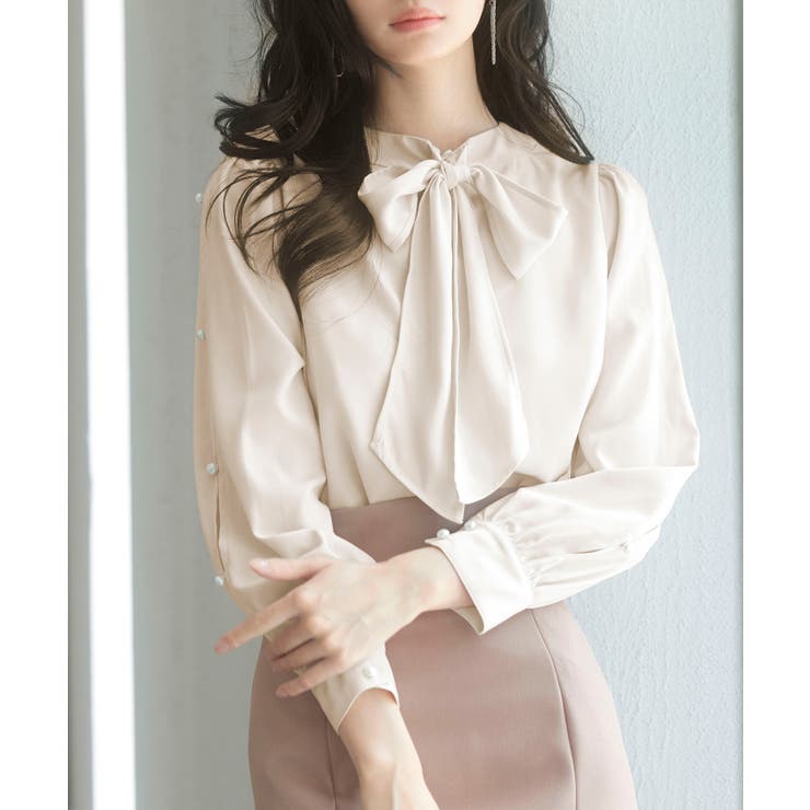 後首元リボンデザイン長袖ブラウス | SAISON DE PAPILLON  | 詳細画像33 