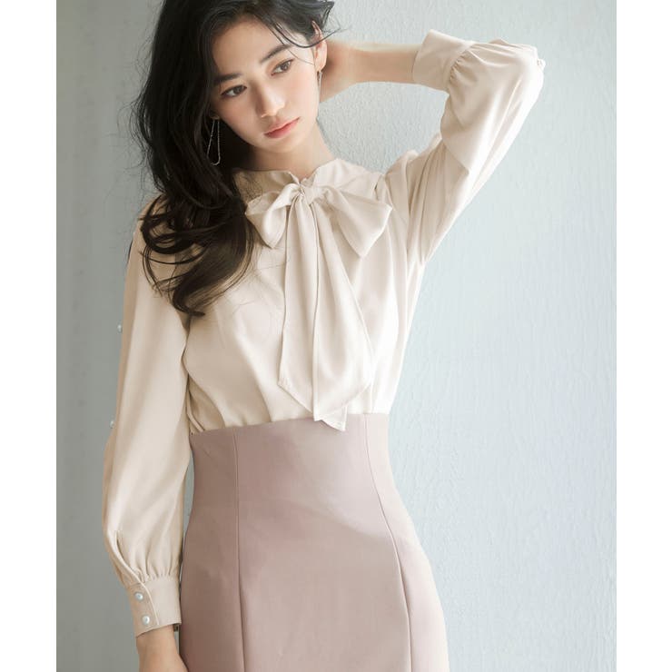 後首元リボンデザイン長袖ブラウス | SAISON DE PAPILLON  | 詳細画像34 