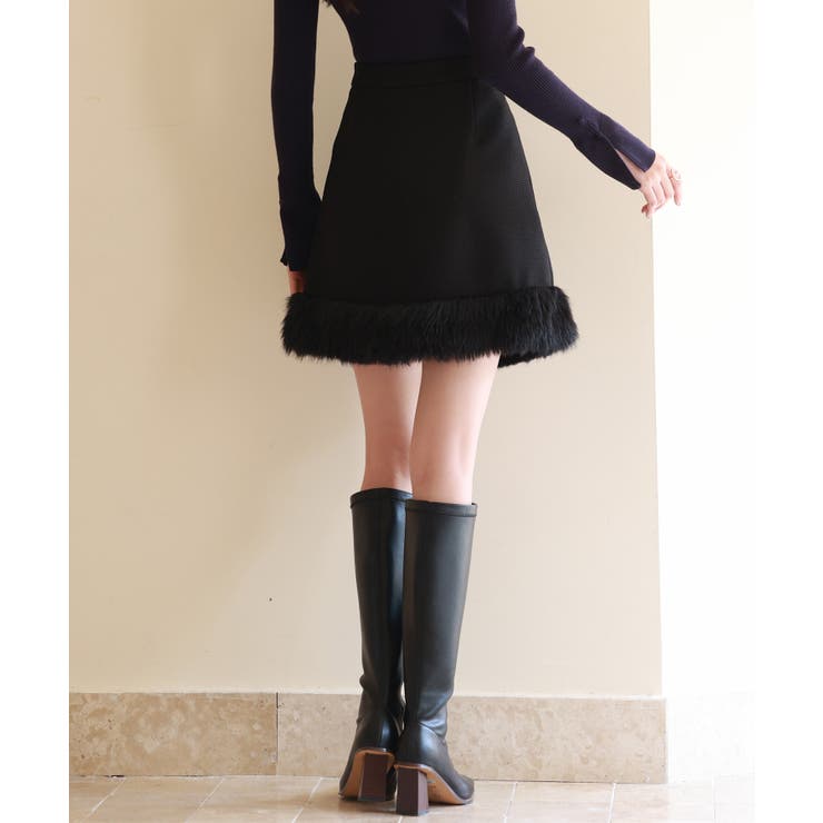 裾ファーハイウエストミニスカート | SAISON DE PAPILLON  | 詳細画像4 