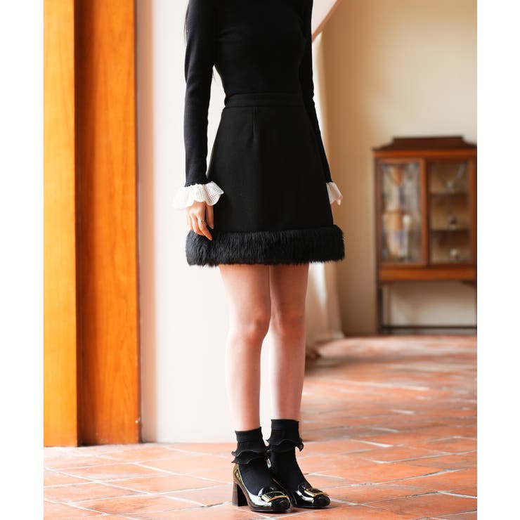 裾ファーハイウエストミニスカート | SAISON DE PAPILLON  | 詳細画像6 