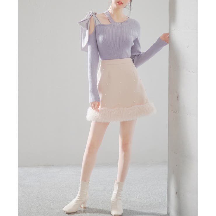 パール付きハイウエストツイードミニスカート | SAISON DE PAPILLON  | 詳細画像23 