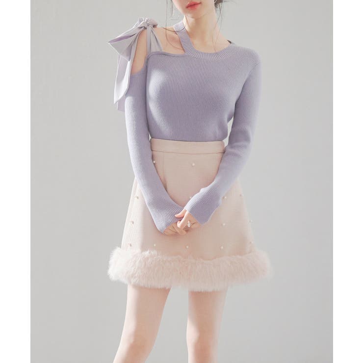 パール付きハイウエストツイードミニスカート | SAISON DE PAPILLON  | 詳細画像24 