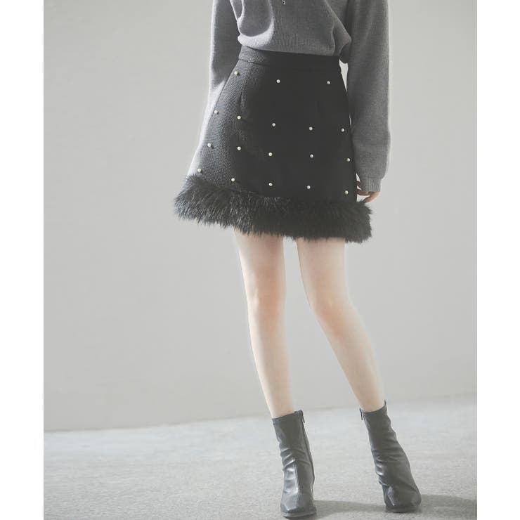 パール付きハイウエストツイードミニスカート | SAISON DE PAPILLON  | 詳細画像18 