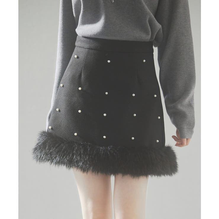 パール付きハイウエストツイードミニスカート | SAISON DE PAPILLON  | 詳細画像10 