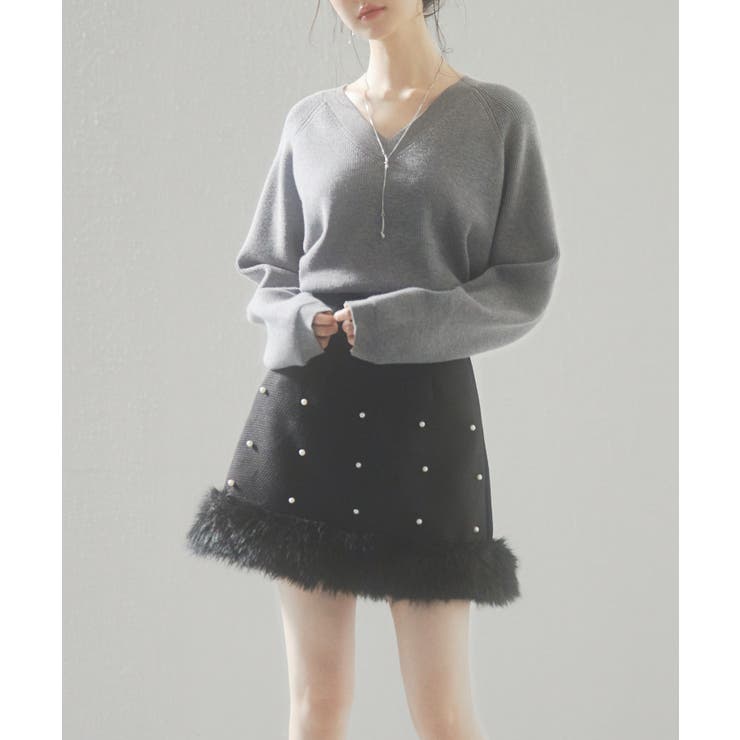 パール付きハイウエストツイードミニスカート | SAISON DE PAPILLON  | 詳細画像16 