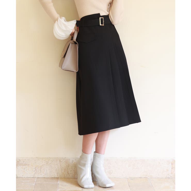 ツイル素材ワンウェイプリーツスカート[品番：DSSW0004426