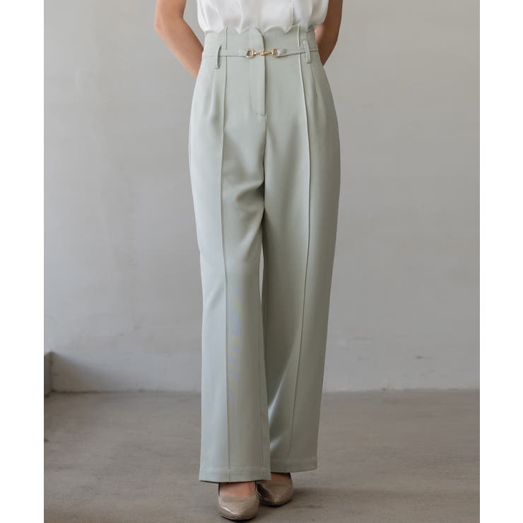 ミント | 【生地リニューアル】スカラップハイウエストパンツ | SAISON DE PAPILLON 