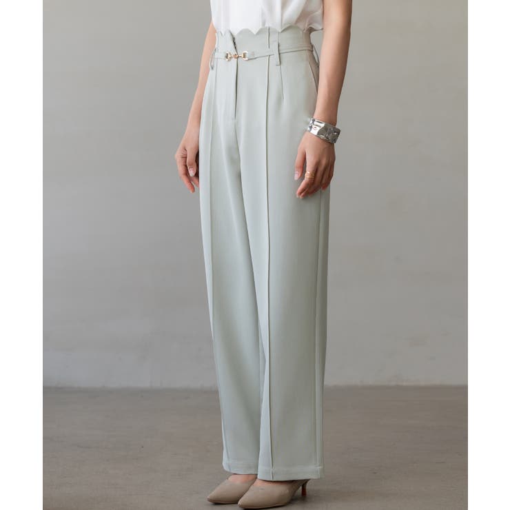 【生地リニューアル】スカラップハイウエストパンツ | SAISON DE PAPILLON  | 詳細画像18 