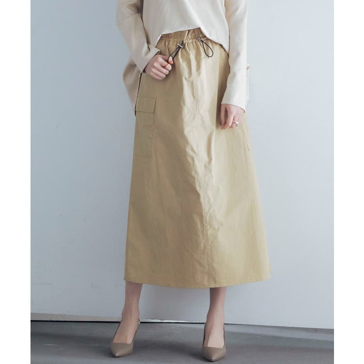 ベージュ | ハイウエストカーゴポケットロング丈スカート | SAISON DE PAPILLON 