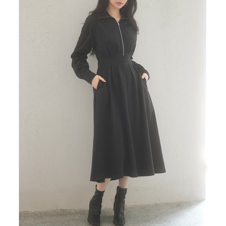 ウエストマークミモレ丈ワンピース[品番：DSSW0004914]｜SAISON