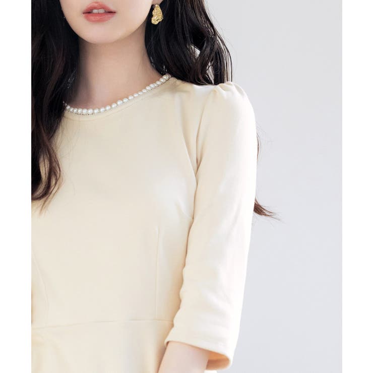 ペプラムデザインパール衿カットソー | SAISON DE PAPILLON  | 詳細画像10 