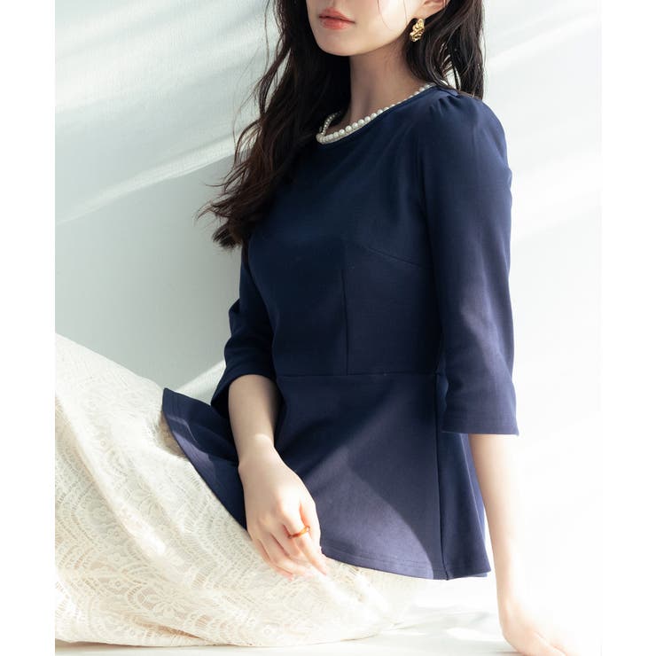 ペプラムデザインパール衿カットソー | SAISON DE PAPILLON  | 詳細画像23 