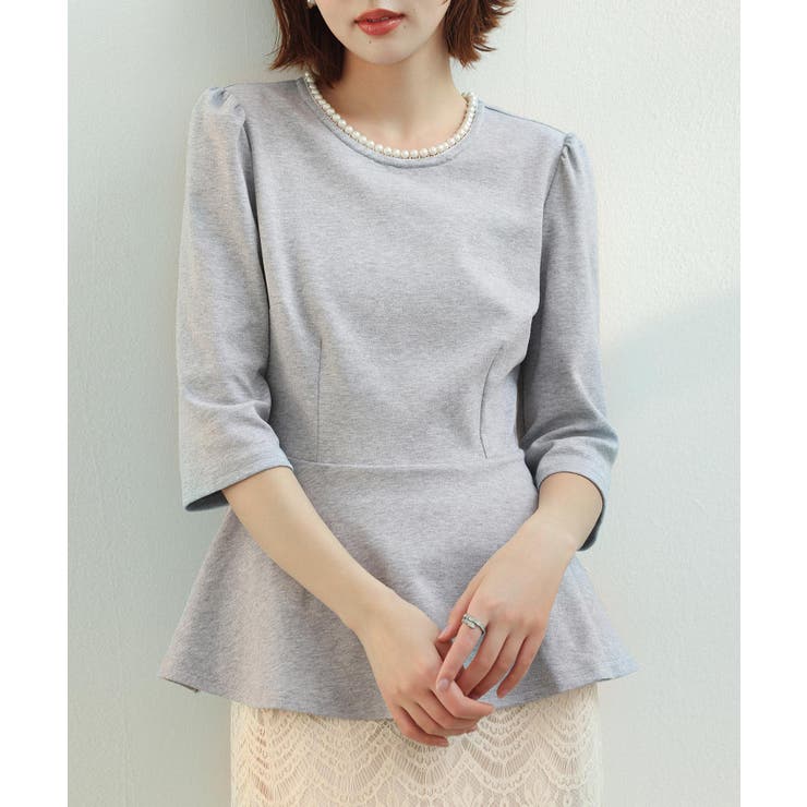 ペプラムデザインパール衿カットソー | SAISON DE PAPILLON  | 詳細画像12 