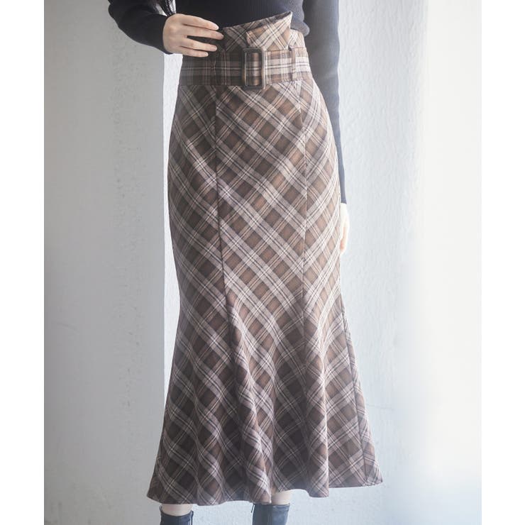 配色チェック柄ハイウエストスカート | SAISON DE PAPILLON  | 詳細画像8 