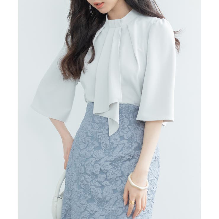 5分丈スリーブスタンドカラーブラウス | SAISON DE PAPILLON  | 詳細画像28 