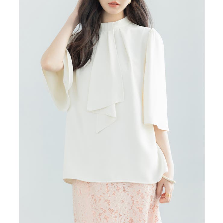 5分丈スリーブスタンドカラーブラウス | SAISON DE PAPILLON  | 詳細画像11 