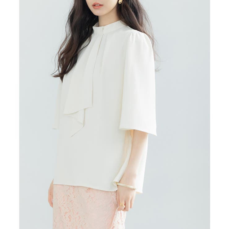 5分丈スリーブスタンドカラーブラウス | SAISON DE PAPILLON  | 詳細画像12 