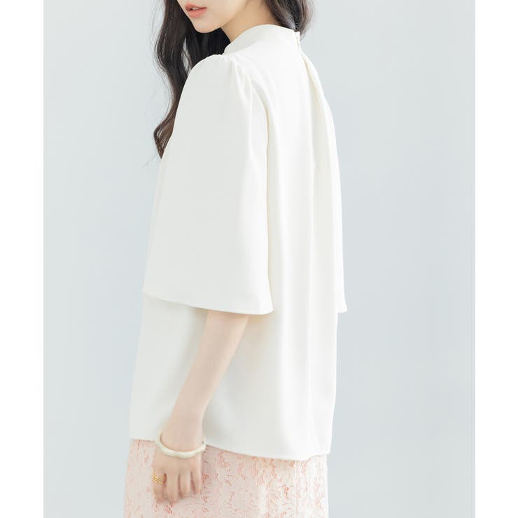 5分丈スリーブスタンドカラーブラウス | SAISON DE PAPILLON  | 詳細画像13 