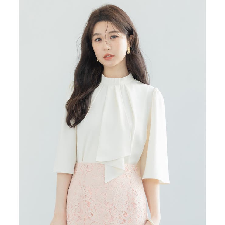 5分丈スリーブスタンドカラーブラウス | SAISON DE PAPILLON  | 詳細画像6 