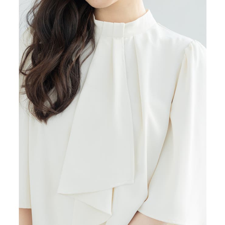 5分丈スリーブスタンドカラーブラウス | SAISON DE PAPILLON  | 詳細画像8 