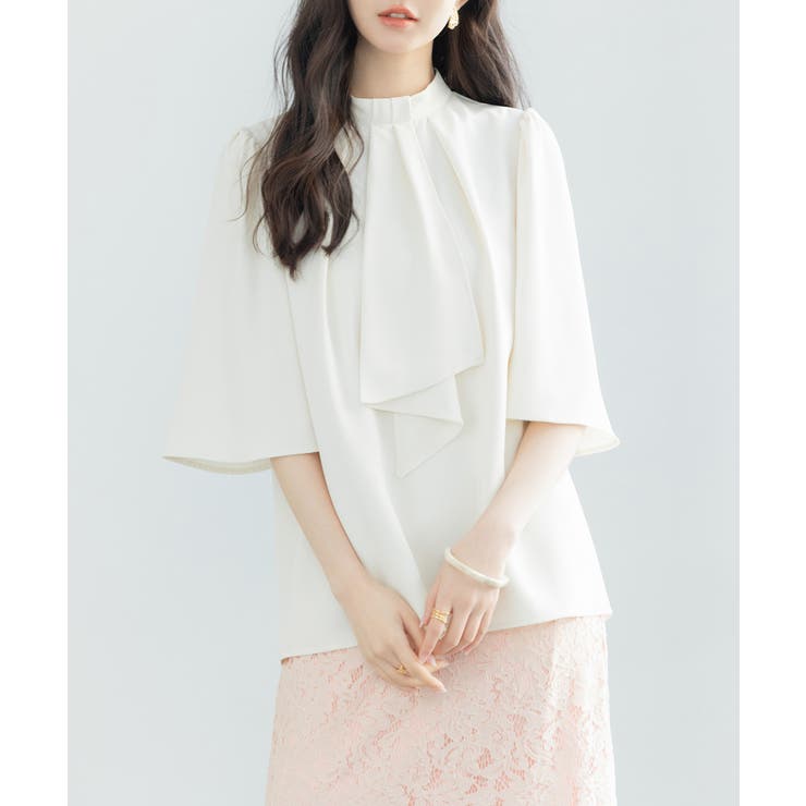 5分丈スリーブスタンドカラーブラウス | SAISON DE PAPILLON  | 詳細画像10 