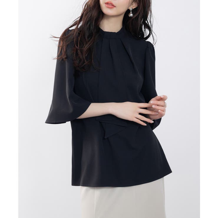 5分丈スリーブスタンドカラーブラウス | SAISON DE PAPILLON  | 詳細画像42 