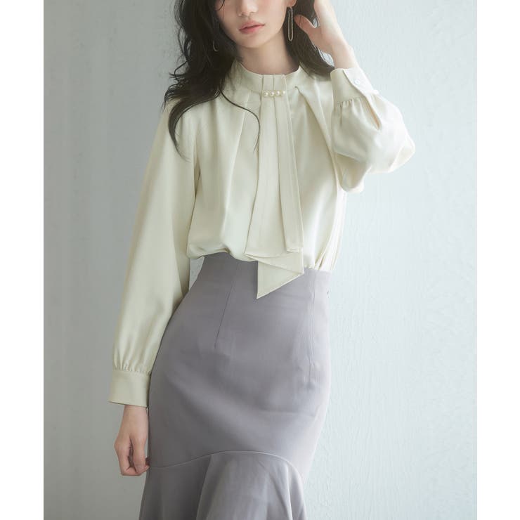 スタンドカラー長袖ブラウス[品番：DSSW0004908]｜SAISON DE