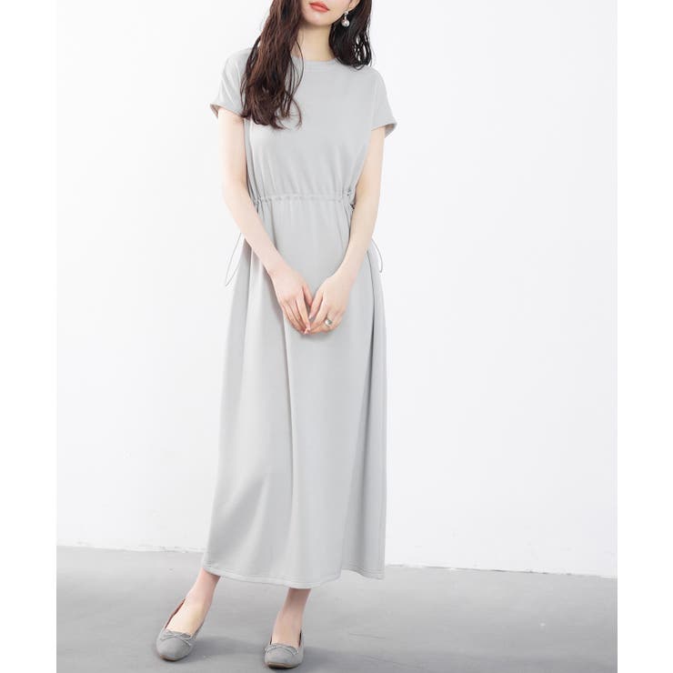 グレー | ポンチ素材フレンチスリーブワンピース | SAISON DE PAPILLON 