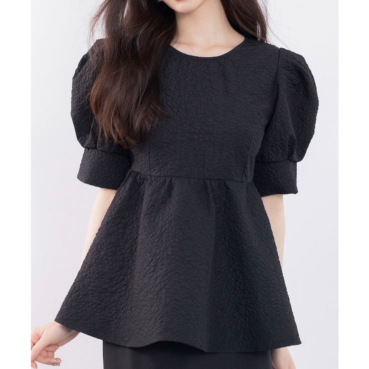 ブラック | フクレジャガードパフスリープブラウス | SAISON DE PAPILLON 