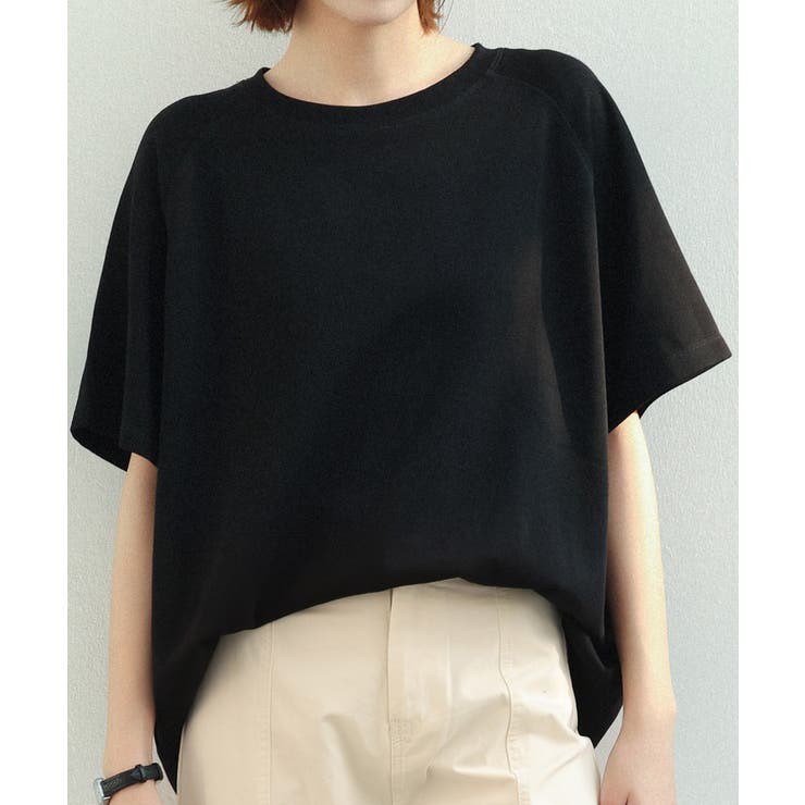 ブラック | ラグランスリーブクルーネックカットソー | SAISON DE PAPILLON 