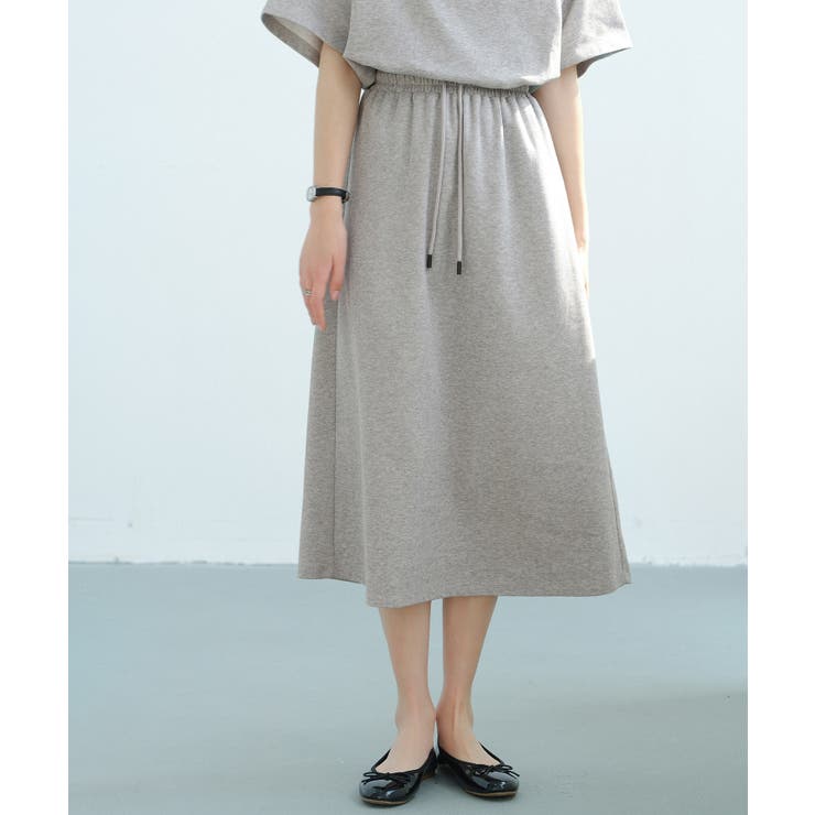 グレー | ウエストゴムミモレ丈スウェットスカート | SAISON DE PAPILLON 