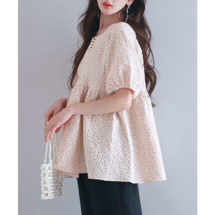 フクレジャガード生地キーネックブラウス | SAISON DE PAPILLON  | 詳細画像19 