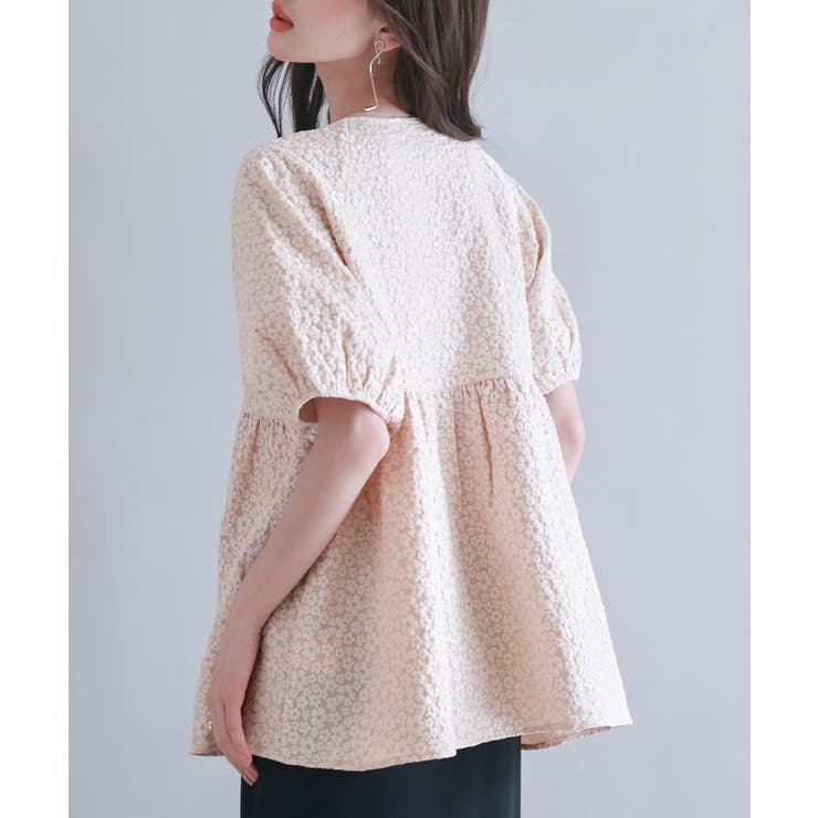 フクレジャガード生地キーネックブラウス | SAISON DE PAPILLON  | 詳細画像20 