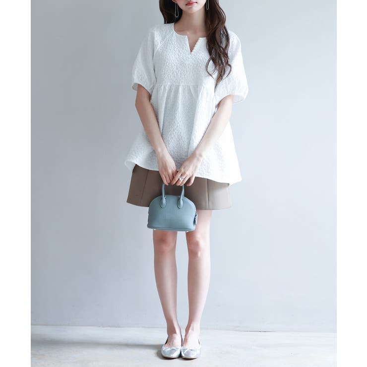 フクレジャガード生地キーネックブラウス | SAISON DE PAPILLON  | 詳細画像15 