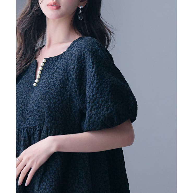 フクレジャガード生地キーネックブラウス | SAISON DE PAPILLON  | 詳細画像40 