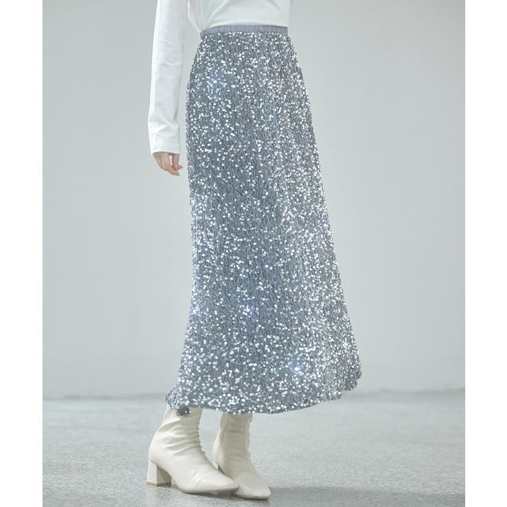 スパンコールベロア生地フレアスカート | SAISON DE PAPILLON  | 詳細画像17 