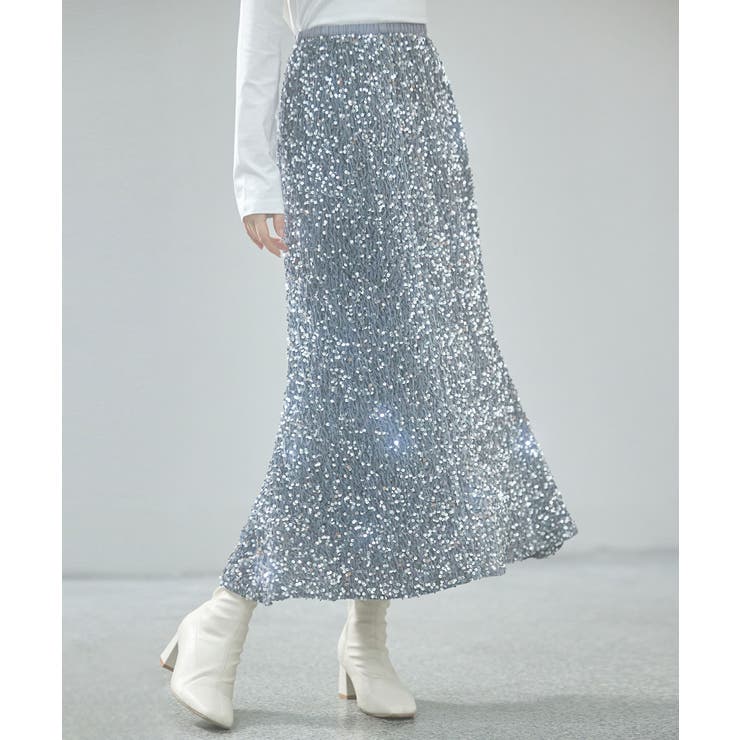 スパンコールベロア生地フレアスカート | SAISON DE PAPILLON  | 詳細画像10 