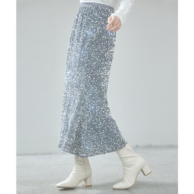 スパンコールベロア生地フレアスカート | SAISON DE PAPILLON  | 詳細画像11 