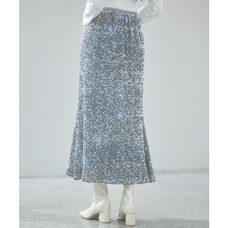 スパンコールベロア生地フレアスカート | SAISON DE PAPILLON  | 詳細画像12 