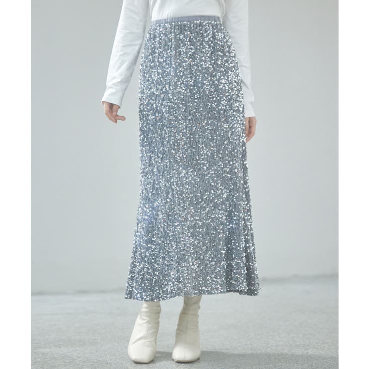 スパンコールベロア生地フレアスカート | SAISON DE PAPILLON  | 詳細画像13 