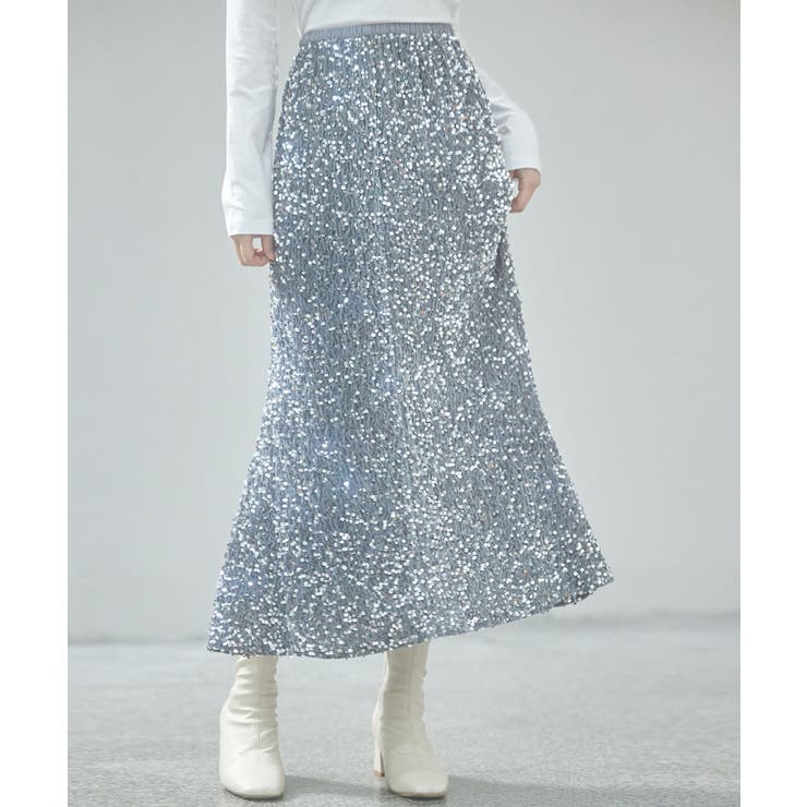 スパンコールベロア生地フレアスカート | SAISON DE PAPILLON  | 詳細画像14 